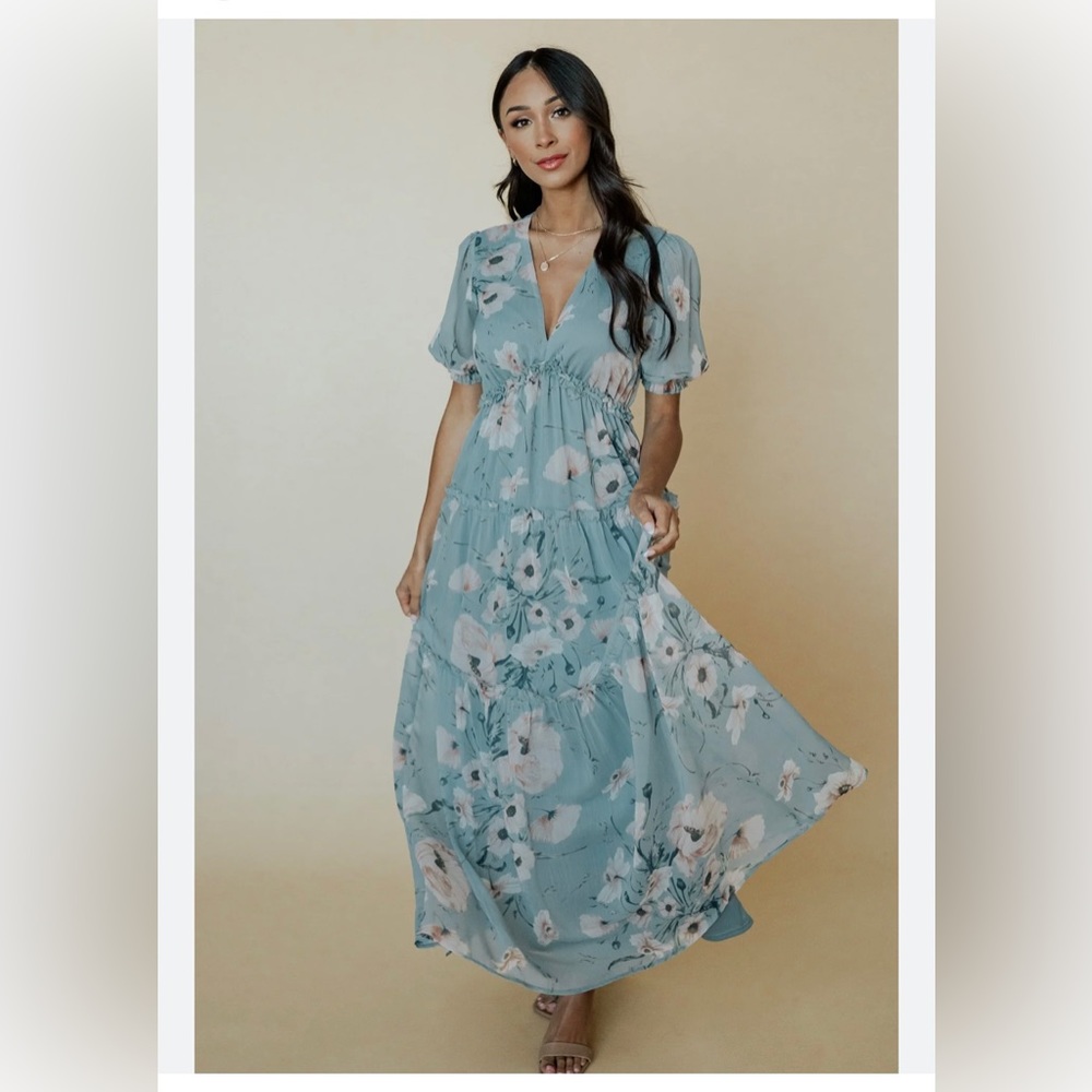 Baltic Born Santorini Maxi Dress - Blue Floral - Size XL - NWT